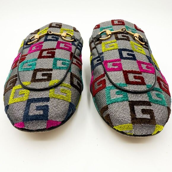 Gucci Princetown Horsebit Lurex Velvet Loafer Mules GG EU 40 US 10 - Picture 2 of 11